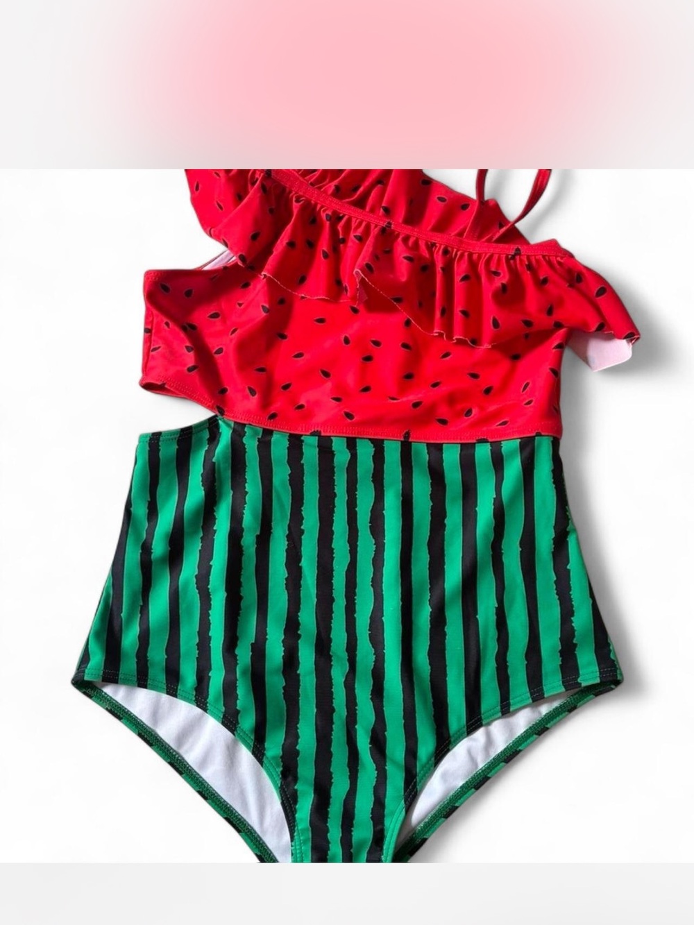 Girls' Red & Green Watermelon One-Piece Swimsuit NWOT Size 12